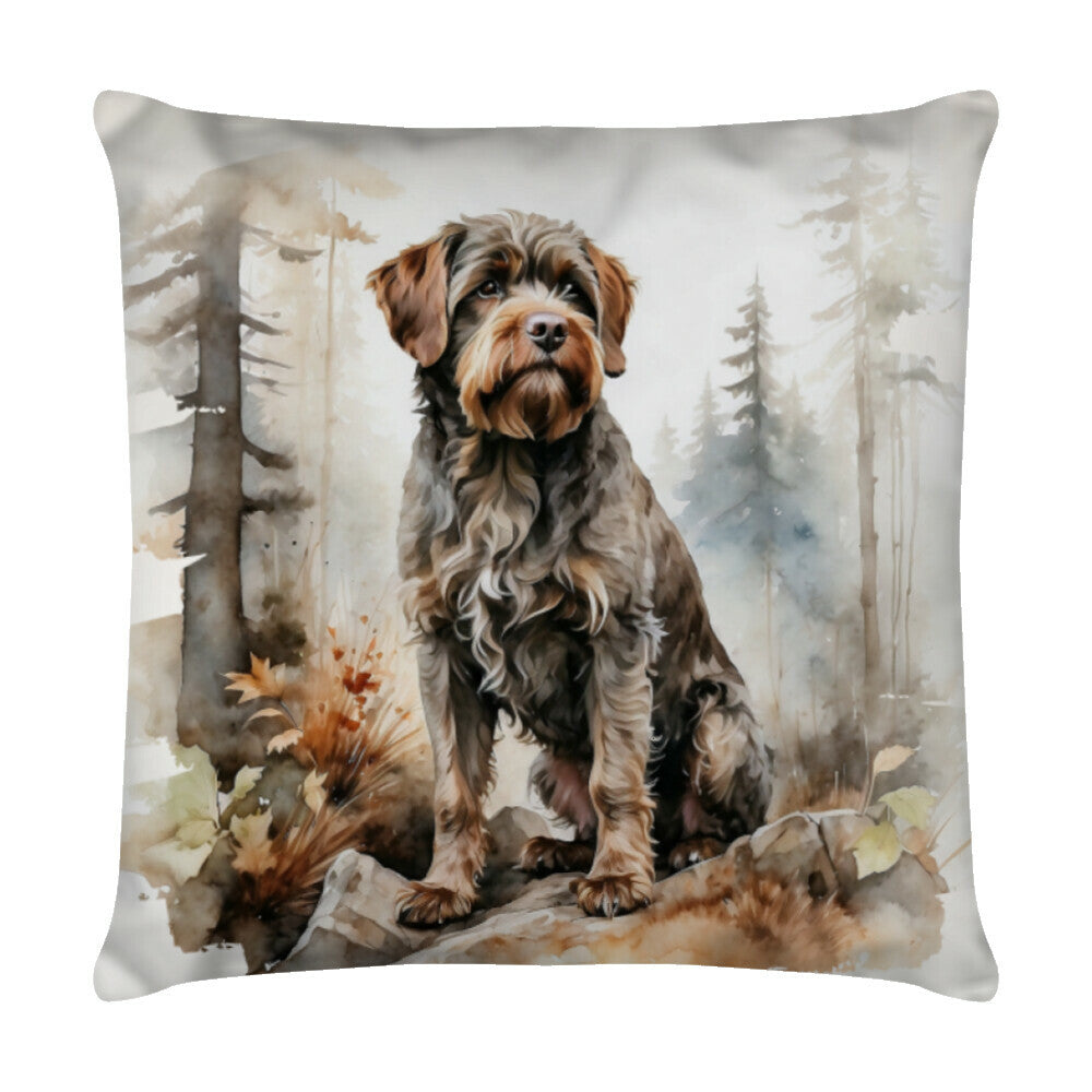 Kissen "Griffon Korthals - Natur" Weiß – hunde-shirt.de