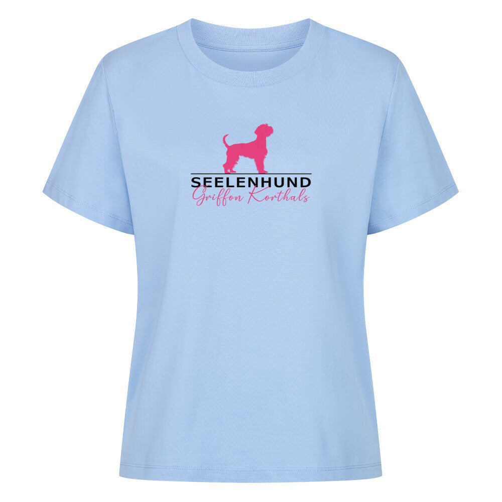 Premium Damen-Shirt "Griffon Korthals - Seelenhund" Sky Blue – hunde-shirt.de