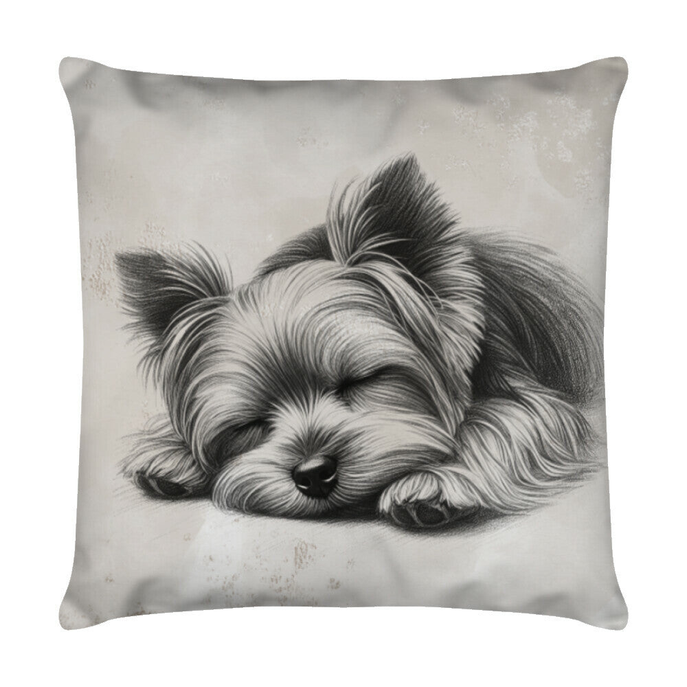 Kissen "Yorkshire Terrier - Pause" Weiß – hunde-shirt.de