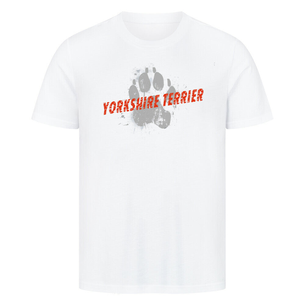 Premium T-Shirt "Yorkshire Terrier - PAW" Weiß – hunde-shirt.de