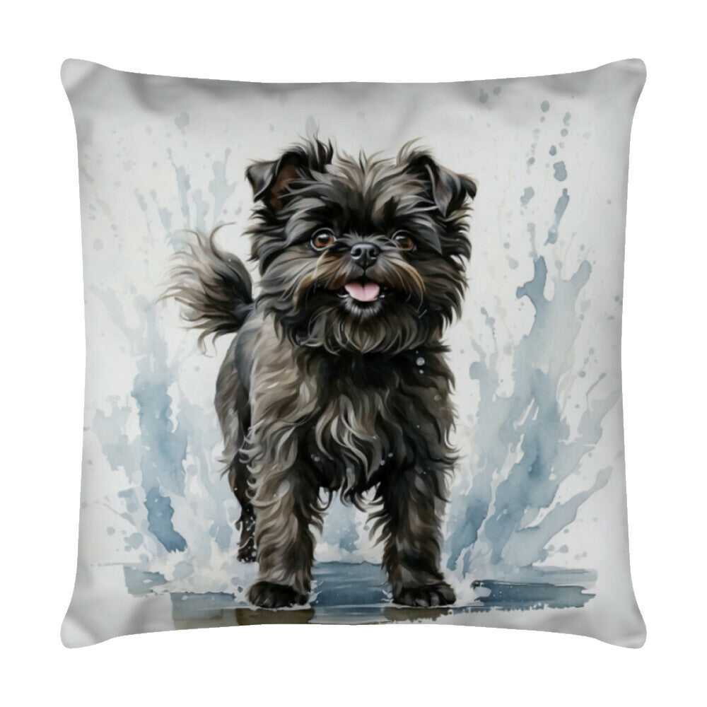 Kissen "Affenpinscher - Wasserspaß" Weiß – hunde-shirt.de
