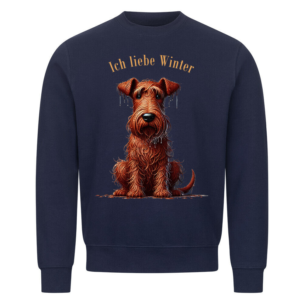 Premium Sweatshirt "Irish Terrier - Winter" Navy Blue – hunde-shirt.de