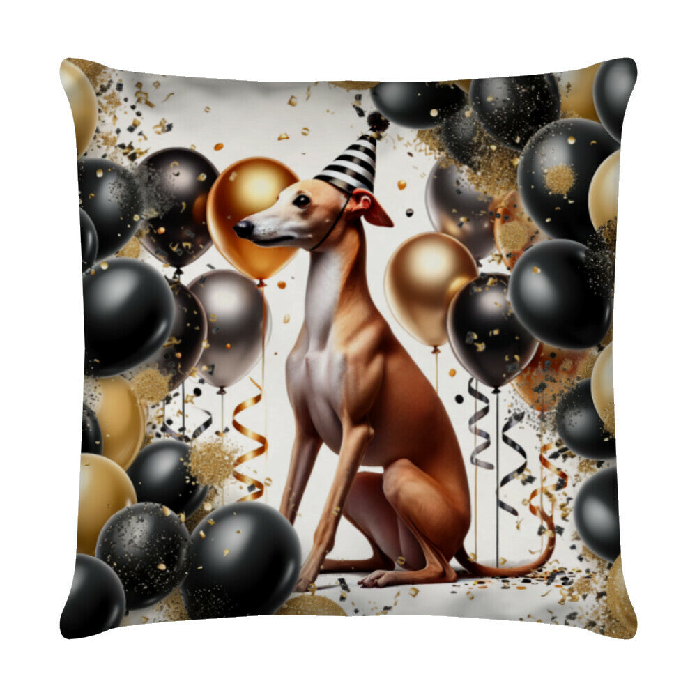 Kissen "Italian Greyhound - Geburtstagskissen" Weiß – hunde-shirt.de