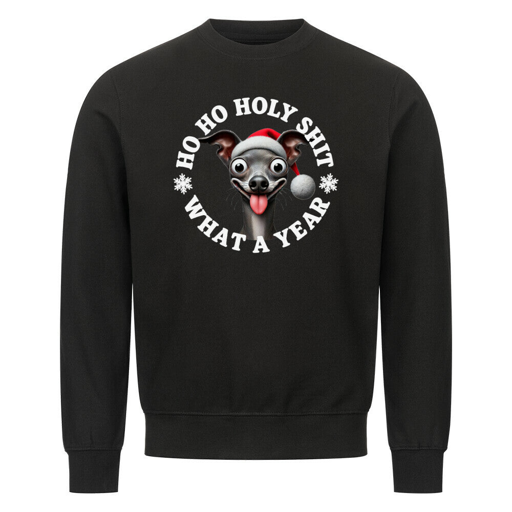 Premium Sweatshirt "Italian Greyhound - HO HO..." Schwarz – hunde-shirt.de