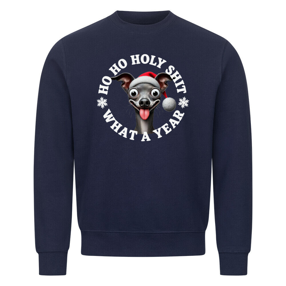 Premium Sweatshirt "Italian Greyhound - HO HO..." Navy Blue – hunde-shirt.de