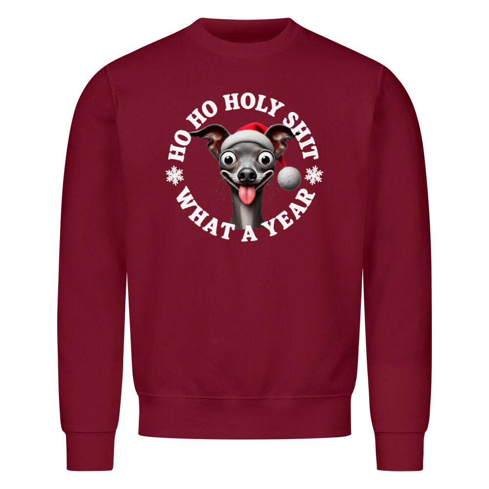Premium Sweatshirt "Italian Greyhound - HO HO..." Burgunder – hunde-shirt.de