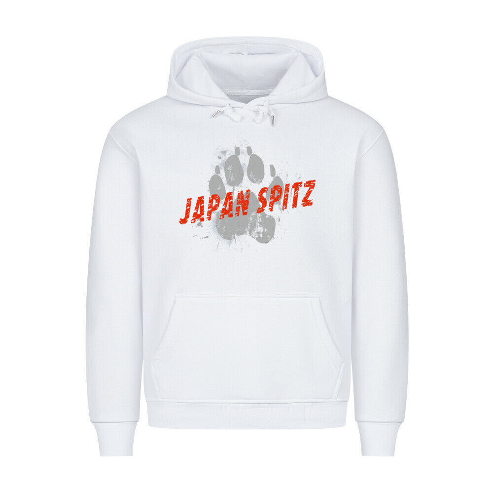 Premium Hoodie "Japan Spitz - PAW" Weiß – hunde-shirt.de