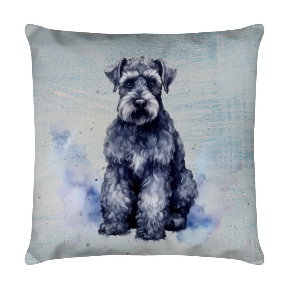Kissen "Kerry Blue Terrier - Blue" Weiß – hunde-shirt.de