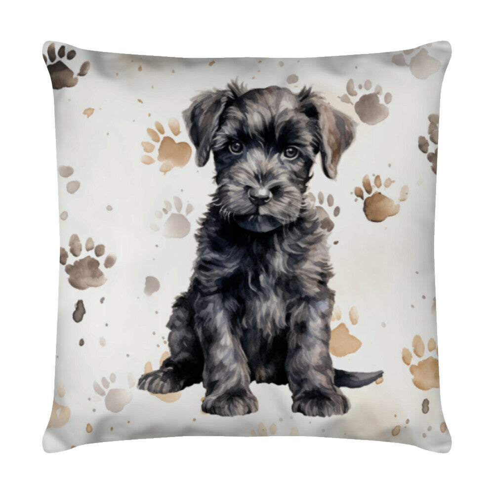 Kissen "Kerry Blue Terrier - Puppy Paws" Weiß – hunde-shirt.de