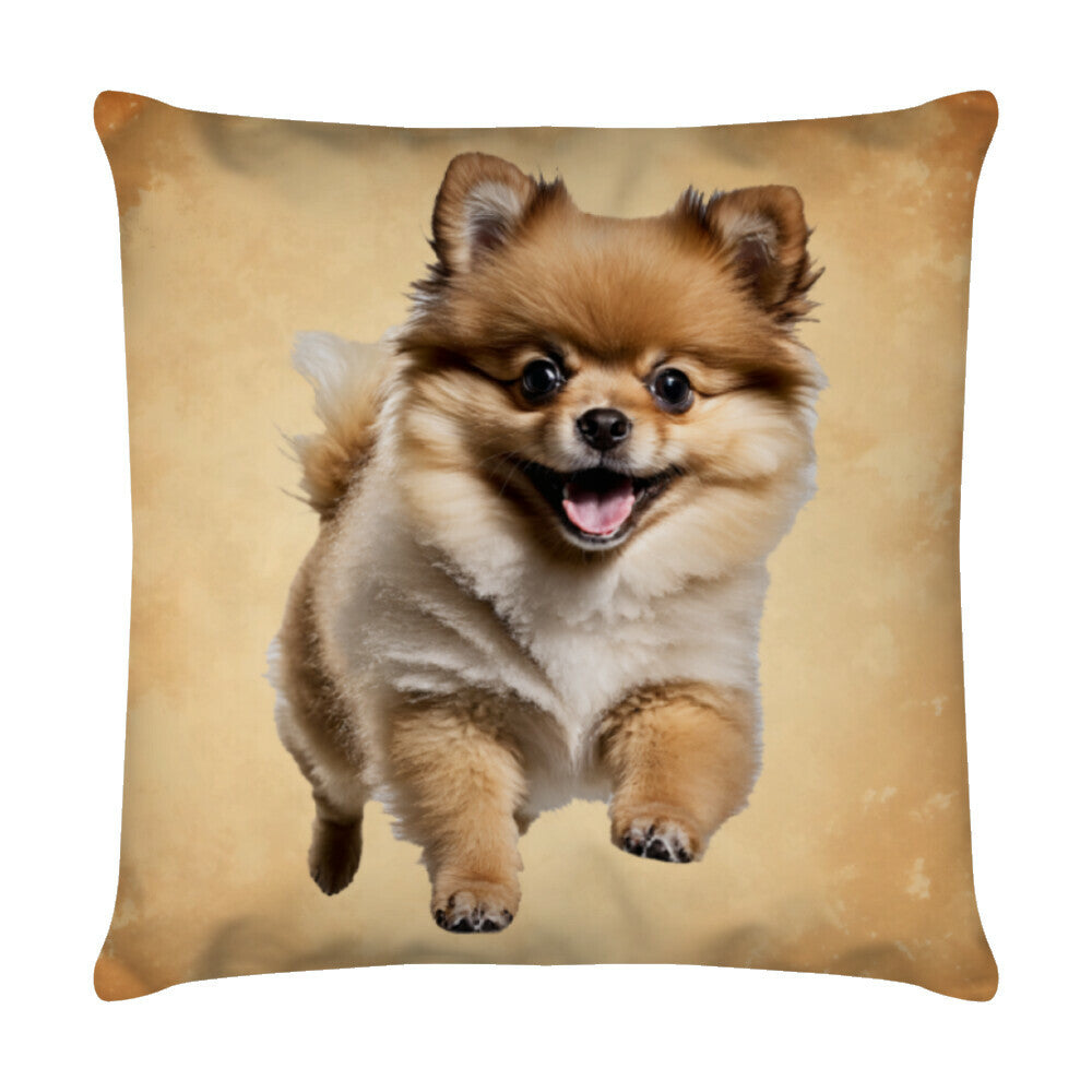 Kissen "Kleinspitz - Jump" Weiß – hunde-shirt.de