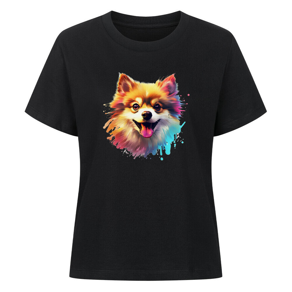 Premium Damen-Shirt "Kleinspitz - Splash" Schwarz – hunde-shirt.de