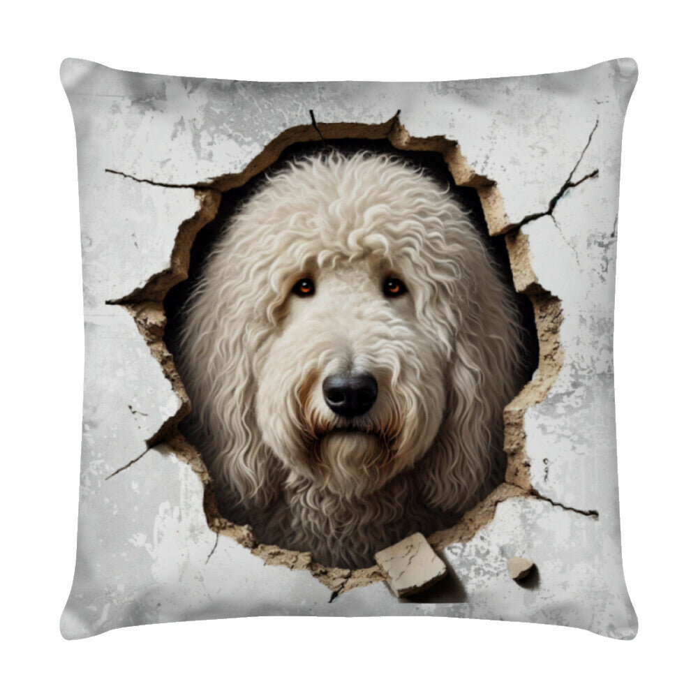 Kissen "Komondor - Look" Weiß – hunde-shirt.de