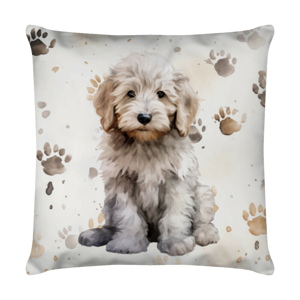Kissen "Komondor - Puppy Paws" Weiß – hunde-shirt.de