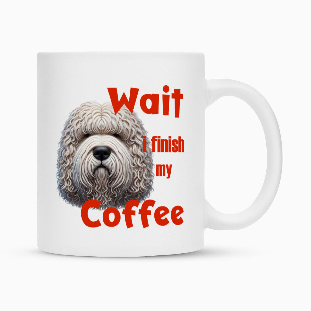 Tasse "Komondor - Wait..." Weiß – hunde-shirt.de