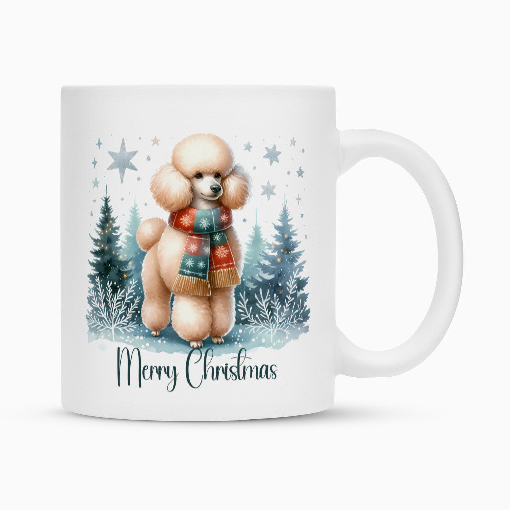 Tasse "Königspudel - Merry Christmas" Weiß – hunde-shirt.de