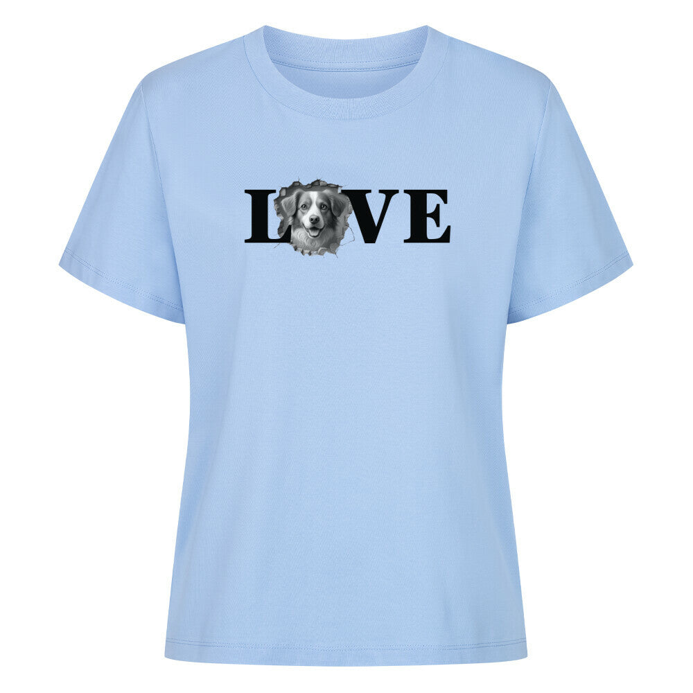 Premium Damen-Shirt "Kooikerhondje - LOVE" Sky Blue – hunde-shirt.de