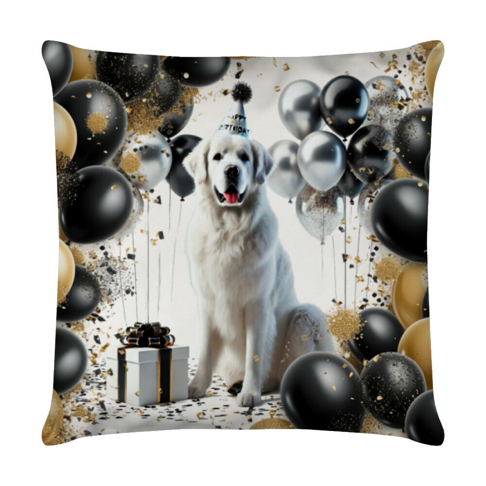 Kissen "Kuvasz - Geburtstag" Weiß – hunde-shirt.de