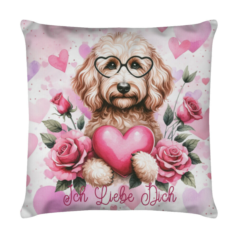 Kissen "Labradoodle - Ich liebe Dich" Weiß – hunde-shirt.de