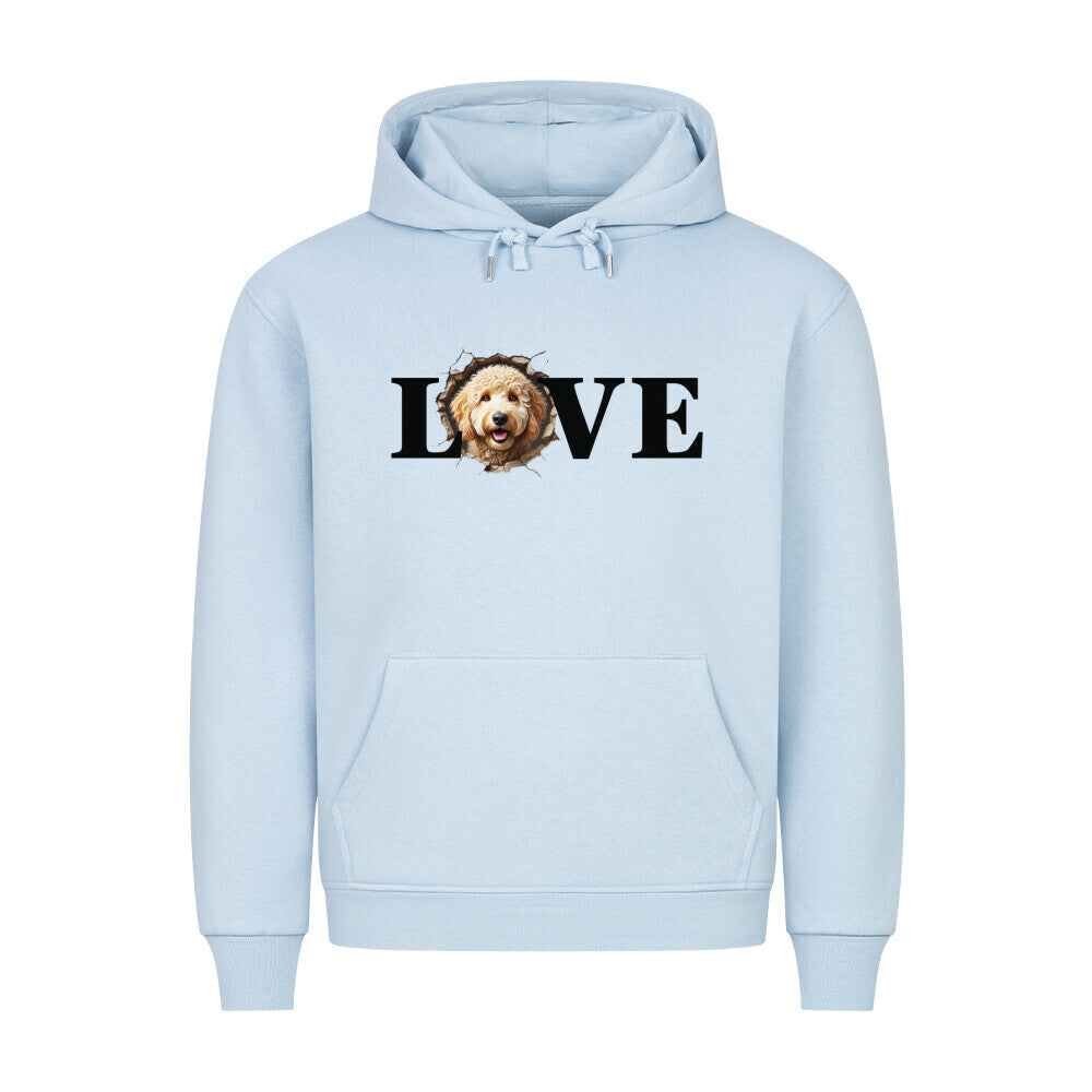 Premium Hoodie "Labradoodle - LOVE" Babyblau – hunde-shirt.de