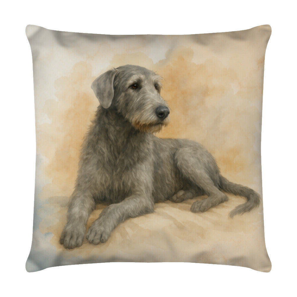 Kissen "Irischer Wolfshund - Relax" Weiß – hunde-shirt.de