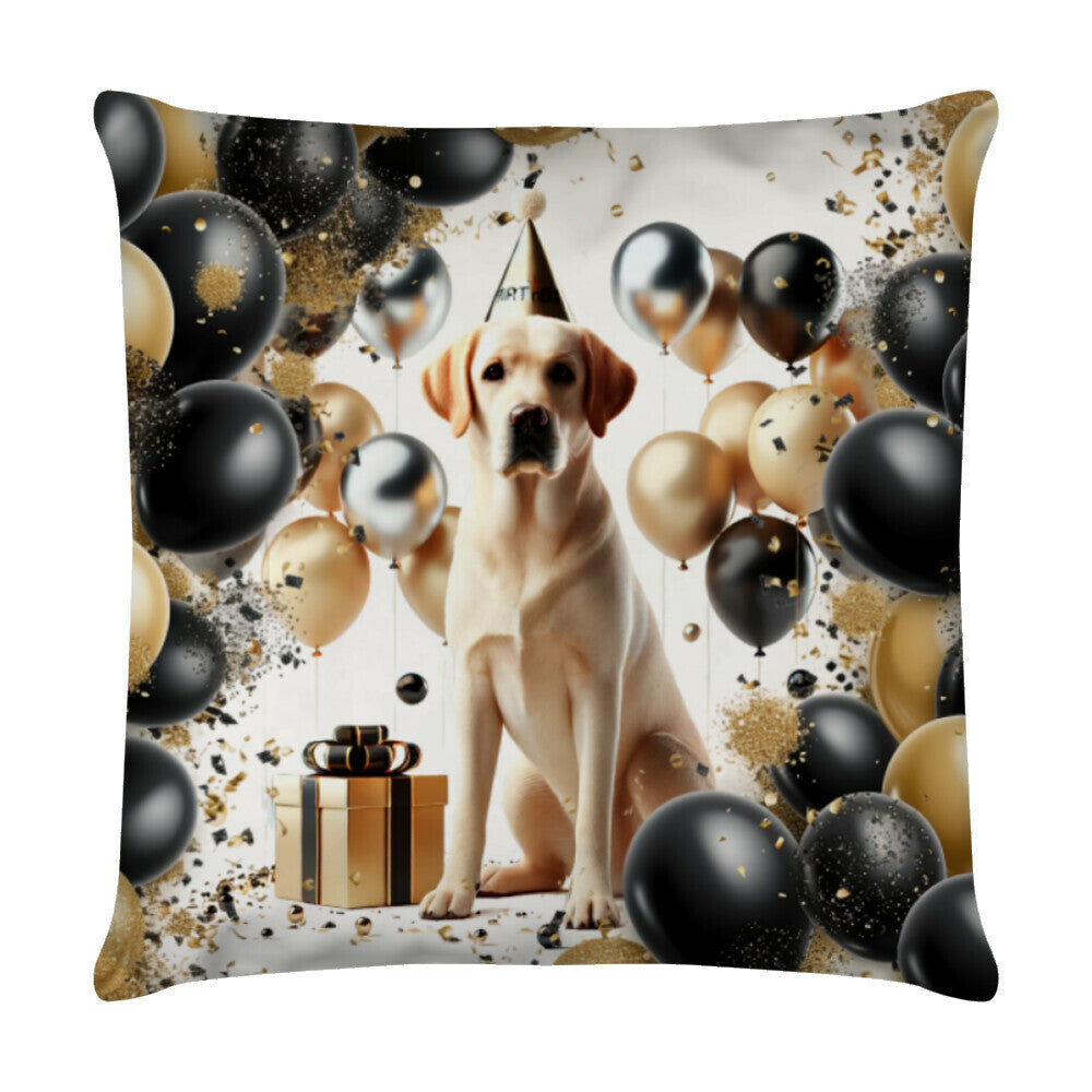 Kissen "Labrador - Geburtstag" Weiß – hunde-shirt.de