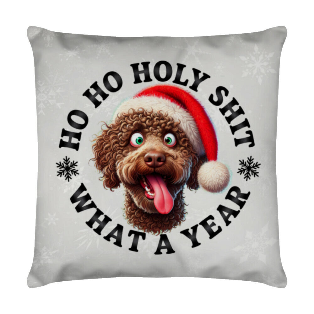 Kissen "Lagotto - HO HO..." Weiß – hunde-shirt.de