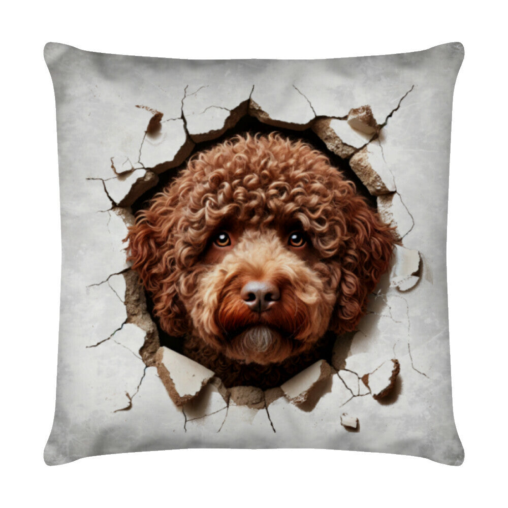 Kissen "Lagotto - Look III" Weiß – hunde-shirt.de