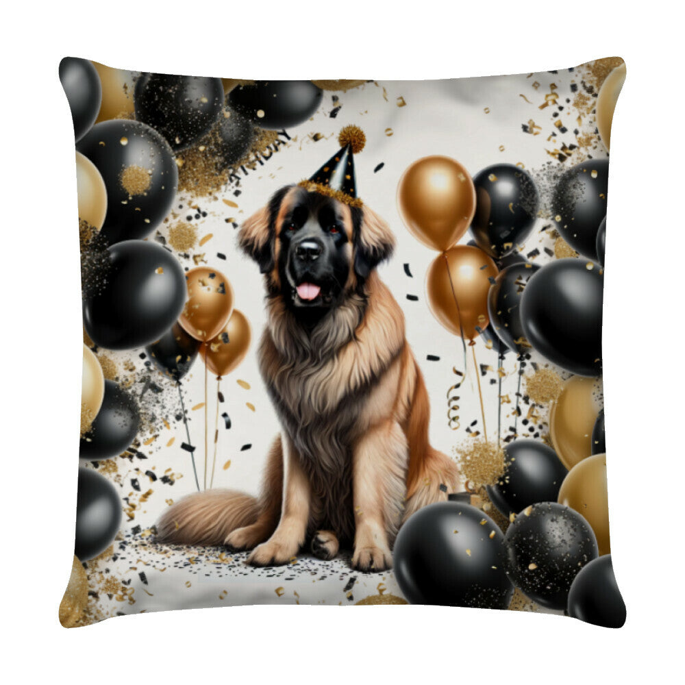 Kissen "Leonberger - Geburtstag" Weiß – hunde-shirt.de