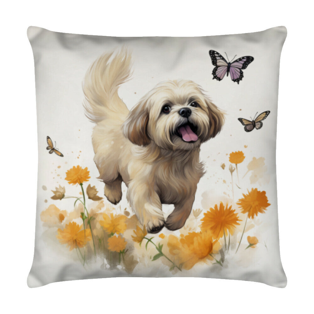 Kissen "Lhasa Apso - Natur" Weiß – hunde-shirt.de