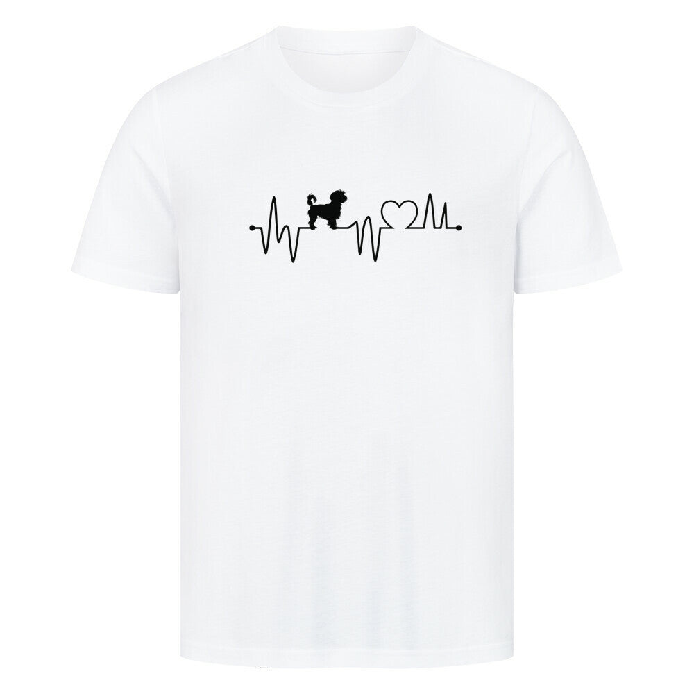 Premium T-Shirt "Lhasa Apso - Heartbeat" Weiß – hunde-shirt.de