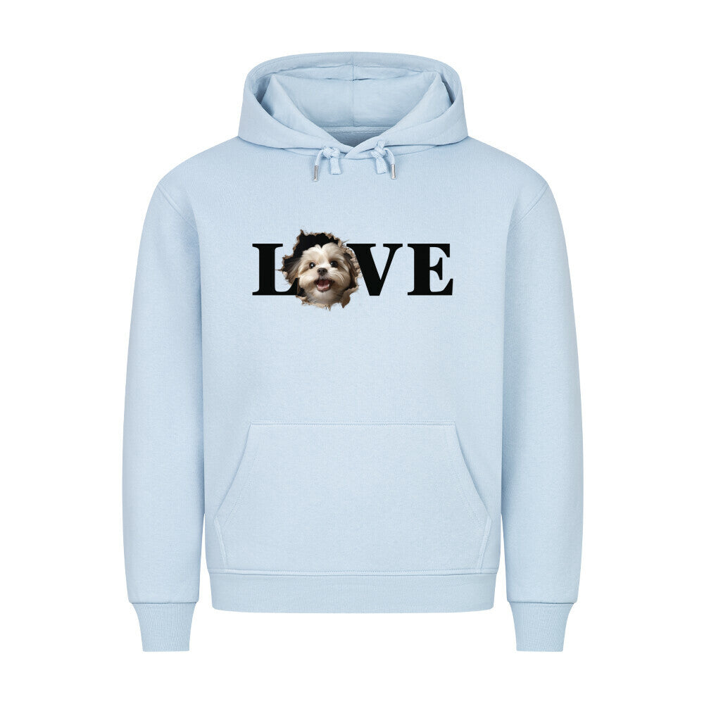 Premium Hoodie "Lhasa Apso - LOVE" Babyblau – hunde-shirt.de