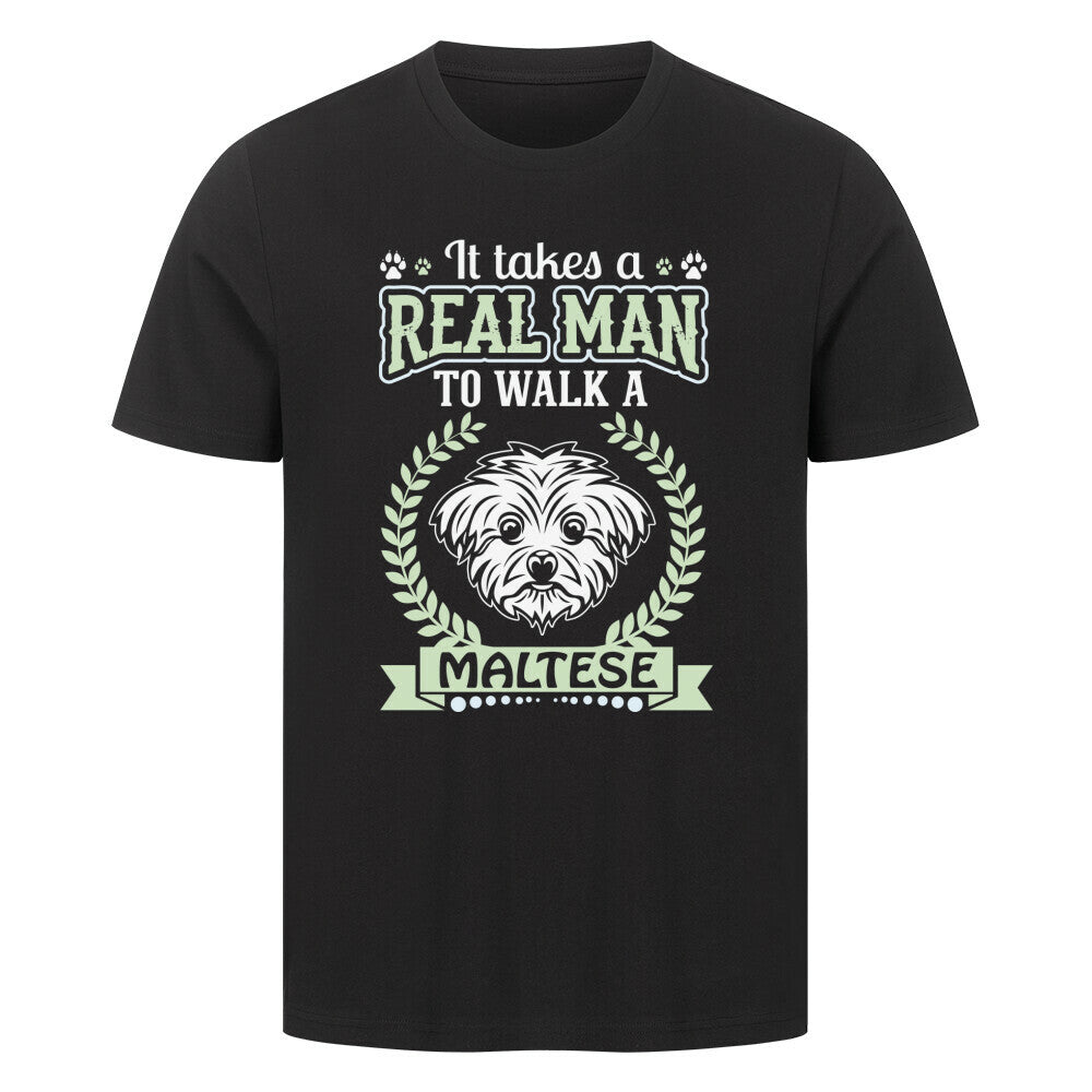 Premium T-Shirt "Malteser - Real Man" Schwarz – hunde-shirt.de