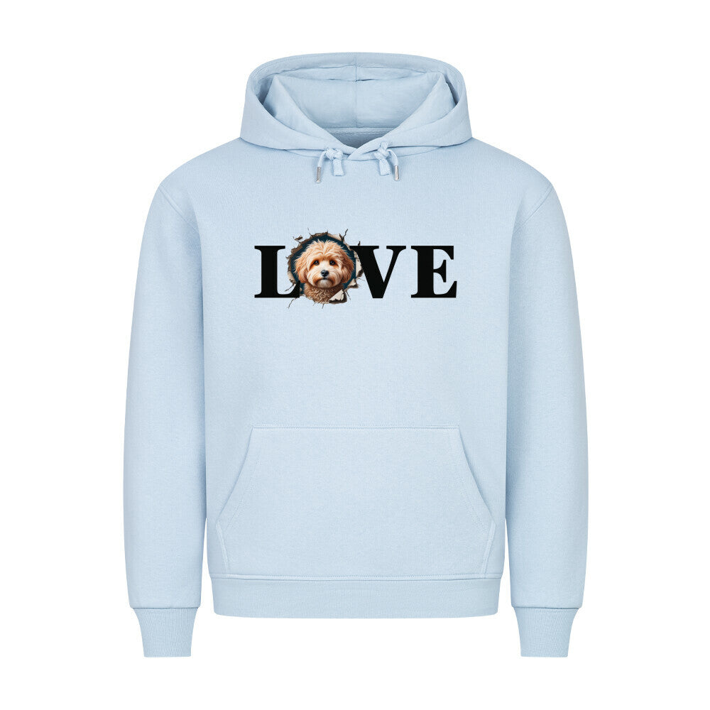 Premium Hoodie "Maltipoo - LOVE" Babyblau – hunde-shirt.de