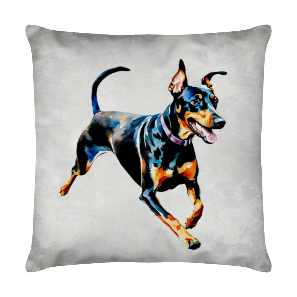 Kissen "Manchester Terrier - Run" Weiß – hunde-shirt.de