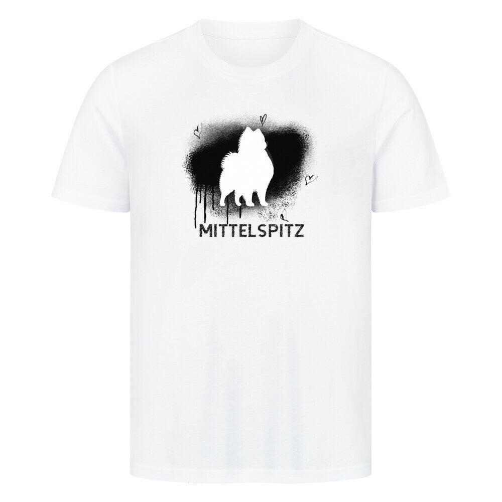 Premium T-Shirt "Mittelspitz - Brush" Weiß – hunde-shirt.de
