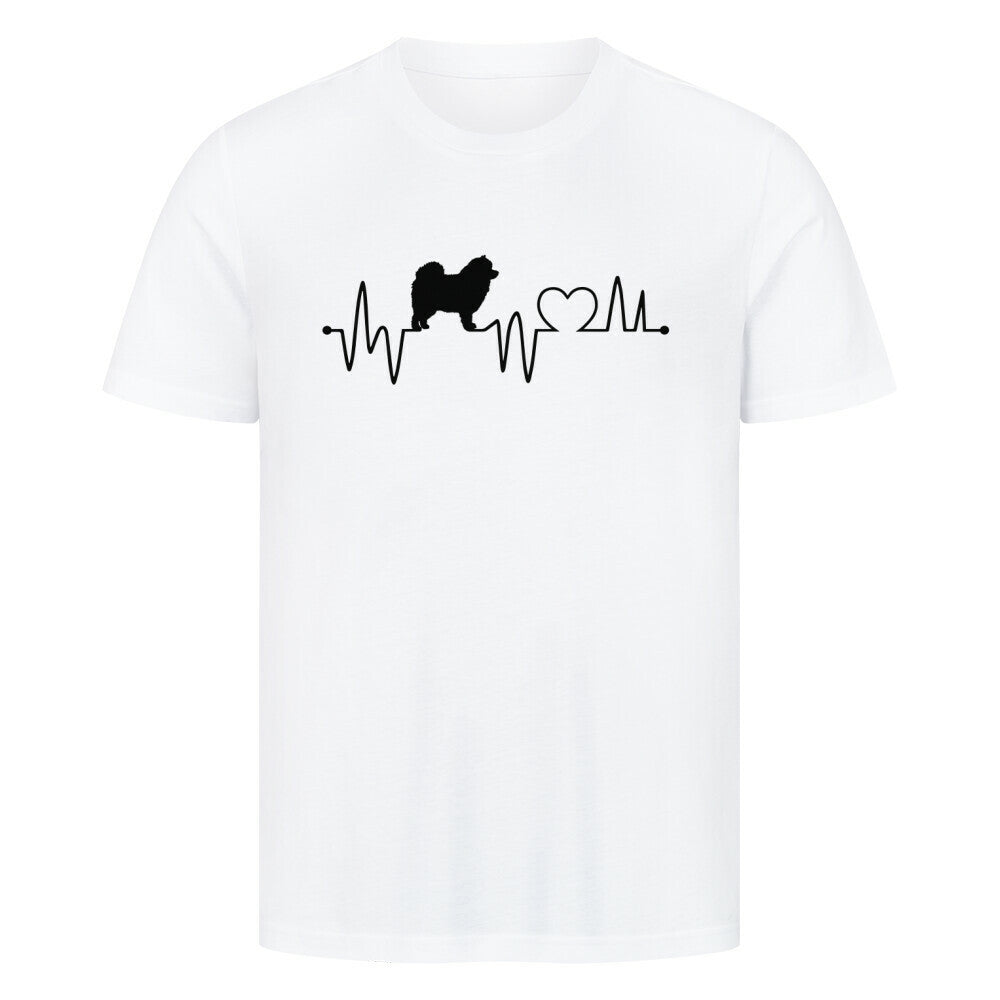 Premium T-Shirt "Mittelspitz - Heartbeat" Weiß – hunde-shirt.de