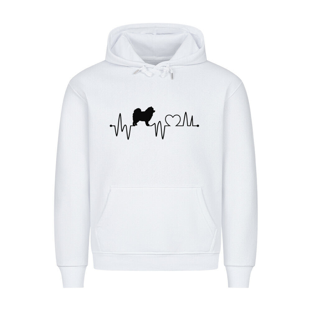 Premium Hoodie "Mittelspitz - Heartbeat" Weiß – hunde-shirt.de