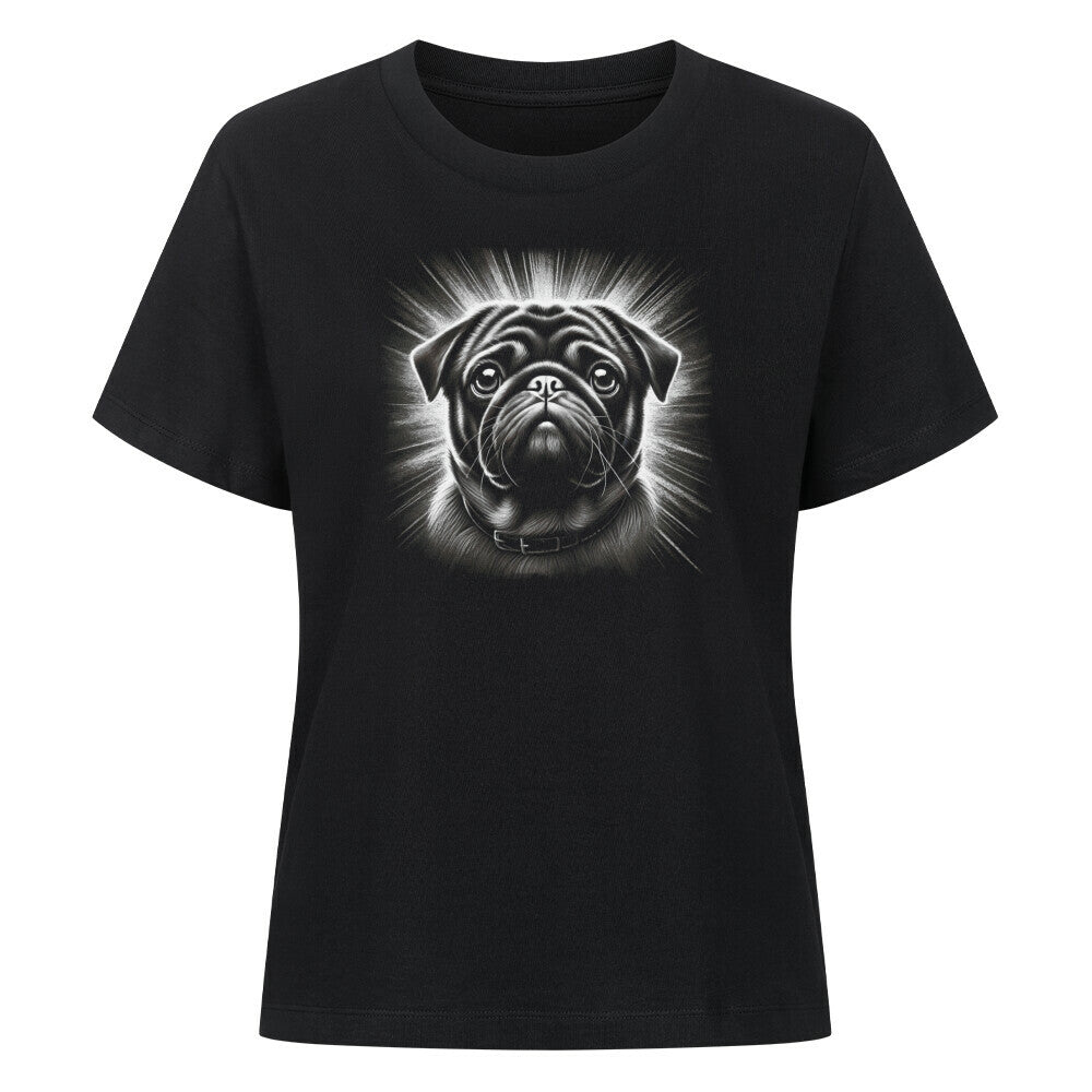 Premium Damen-Shirt "Mops - Shine" Schwarz – hunde-shirt.de