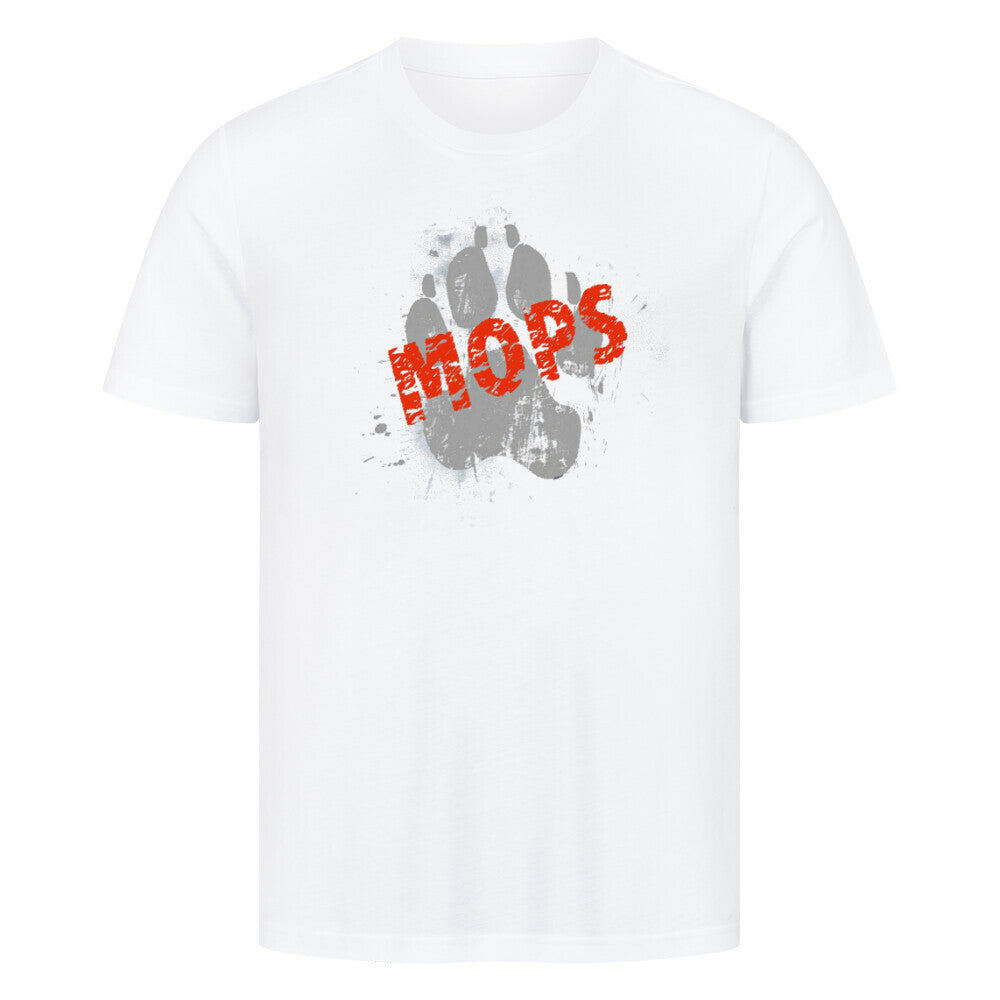 Premium T-Shirt "Mops - PAW" Weiß – hunde-shirt.de