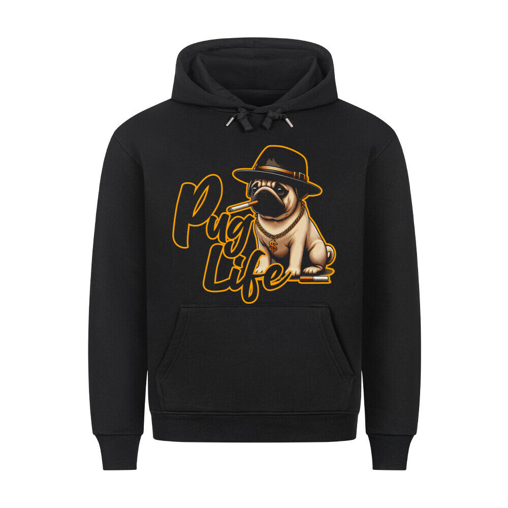 Premium Hoodie "Mops - Pug Life" Schwarz – hunde-shirt.de
