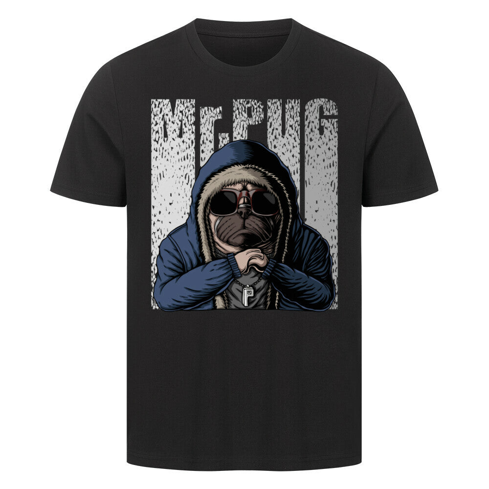 Premium T-Shirt "Mops - Mr. PUG" Schwarz – hunde-shirt.de