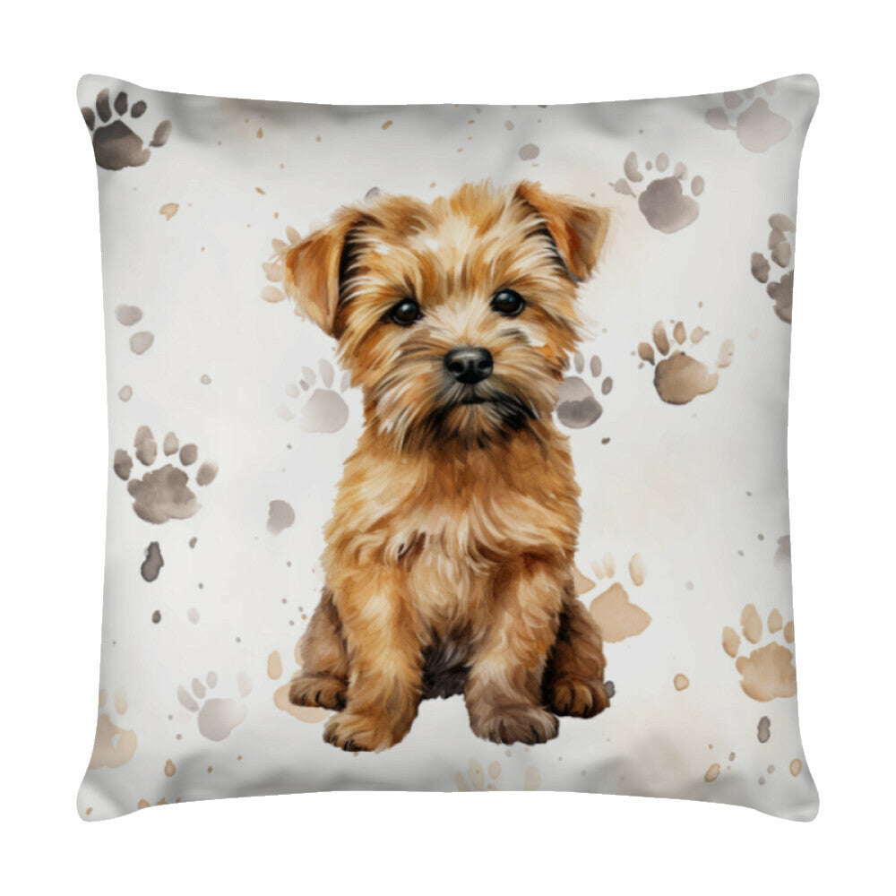Kissen "Norfolk - Puppy Paws" Weiß – hunde-shirt.de