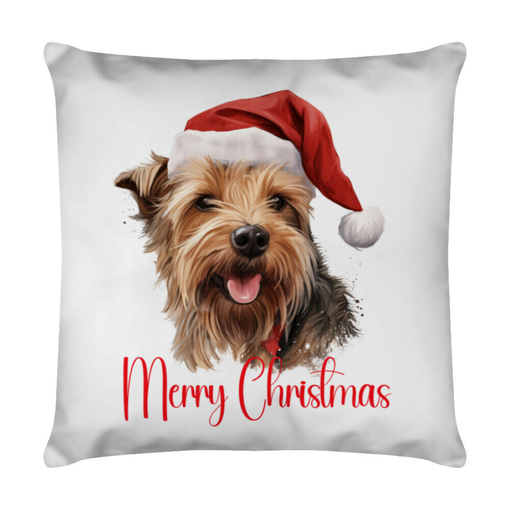 Kissen "Norfolk - Merry Christmas" Weiß – hunde-shirt.de