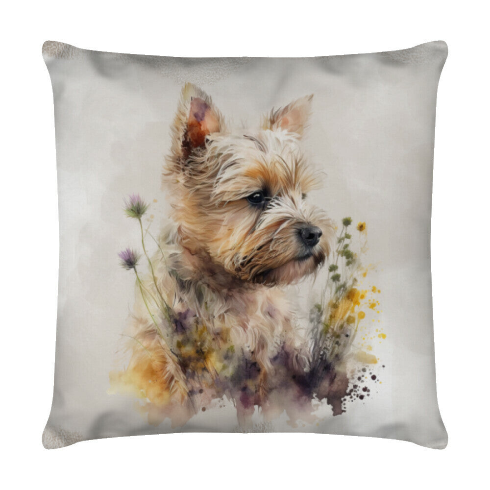 Kissen "Norwich Terrier - Natur" Weiß – hunde-shirt.de