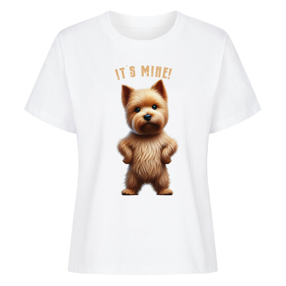 Premium Damen-Shirt "Norwich Terrier - It´s mine" Weiß – hunde-shirt.de