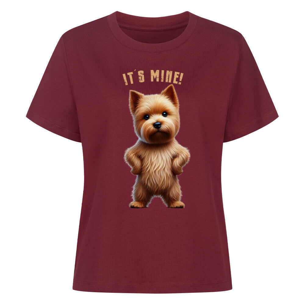 Premium Damen-Shirt "Norwich Terrier - It´s mine" Burgunder – hunde-shirt.de