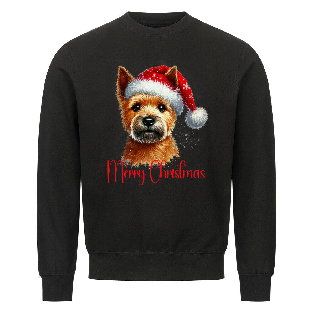 Premium Sweatshirt "Norwich Terrier - Merry Christmas" Schwarz – hunde-shirt.de