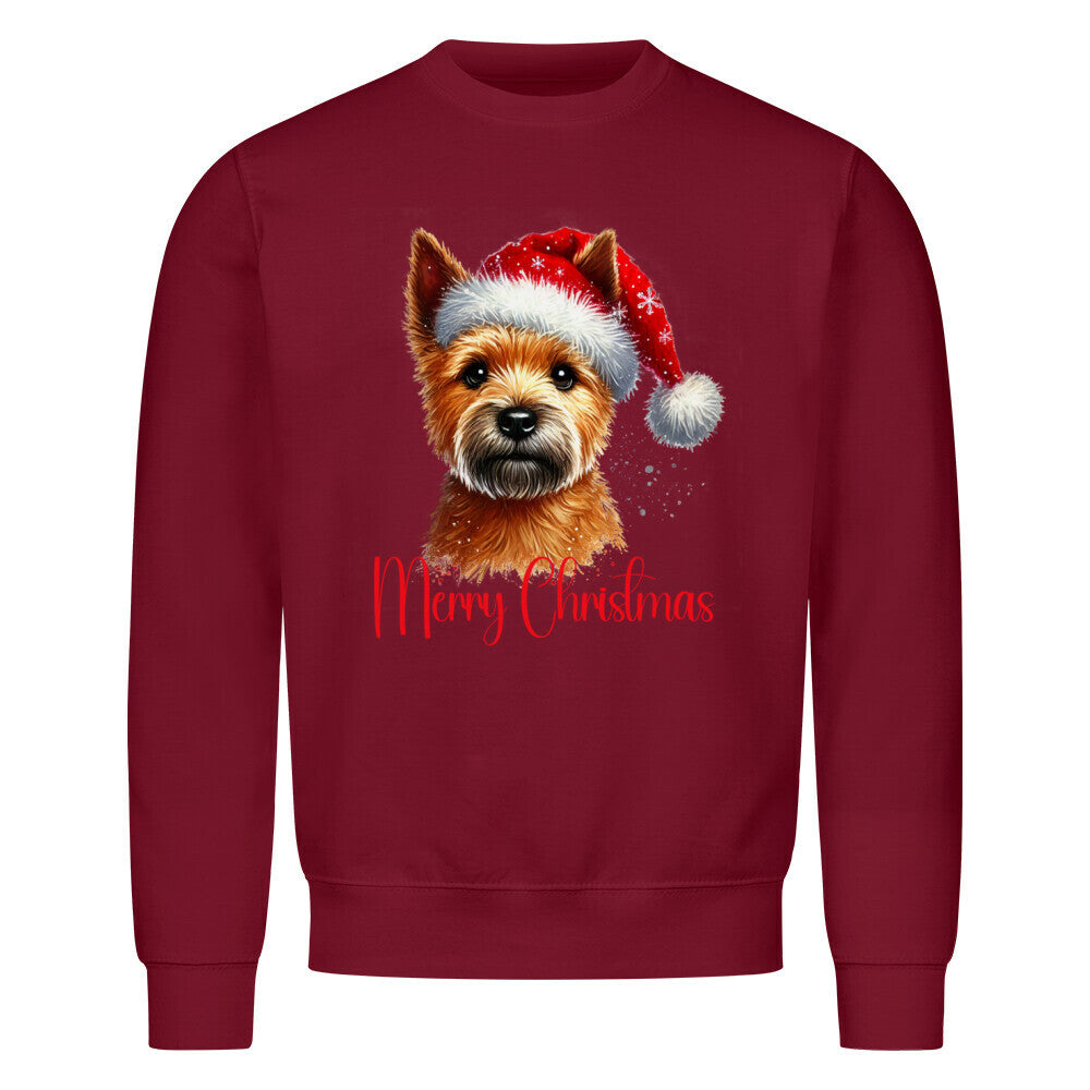 Premium Sweatshirt "Norwich Terrier - Merry Christmas" Burgunder – hunde-shirt.de