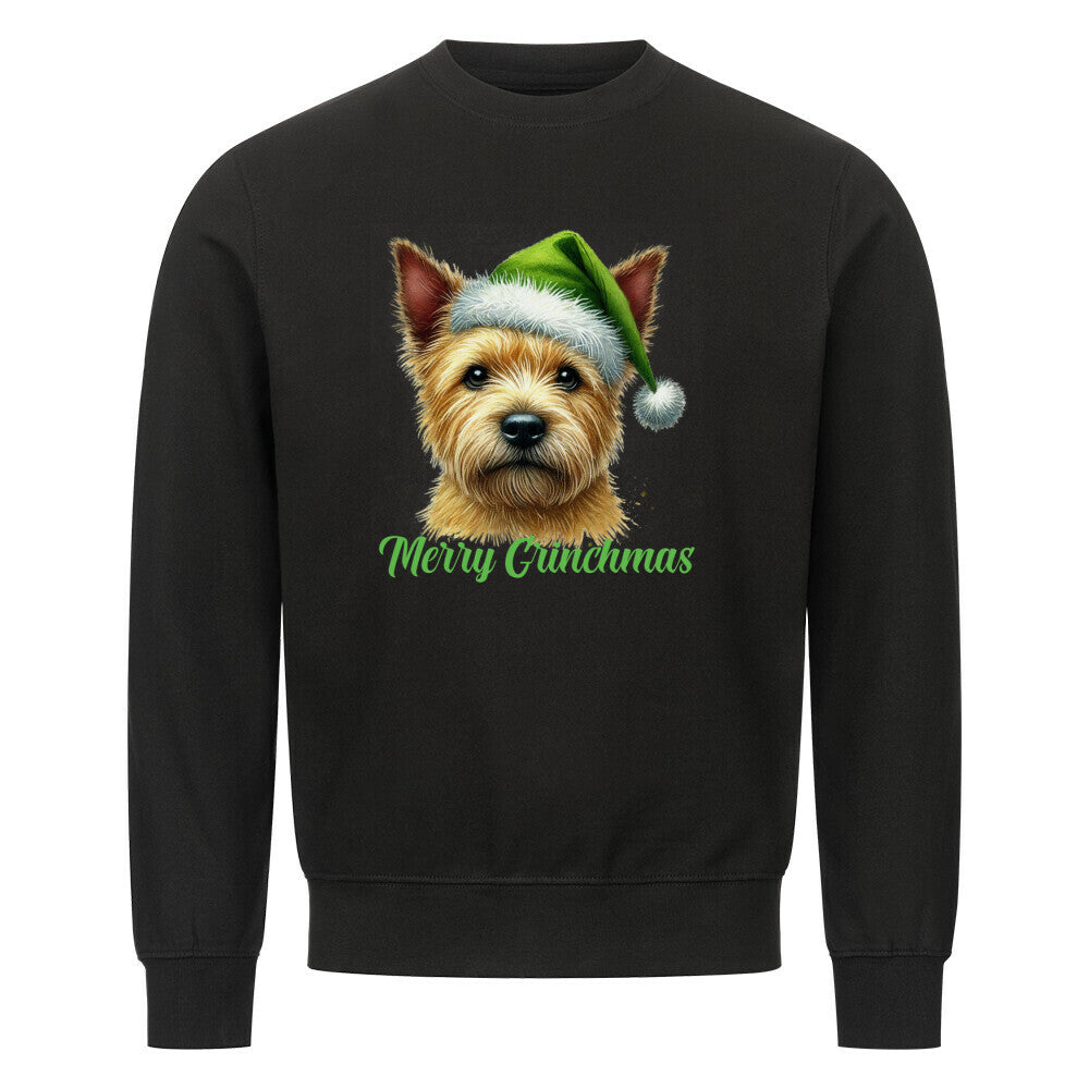 Premium Sweatshirt "Norwich Terrier - Merry Grinchmas" Schwarz – hunde-shirt.de