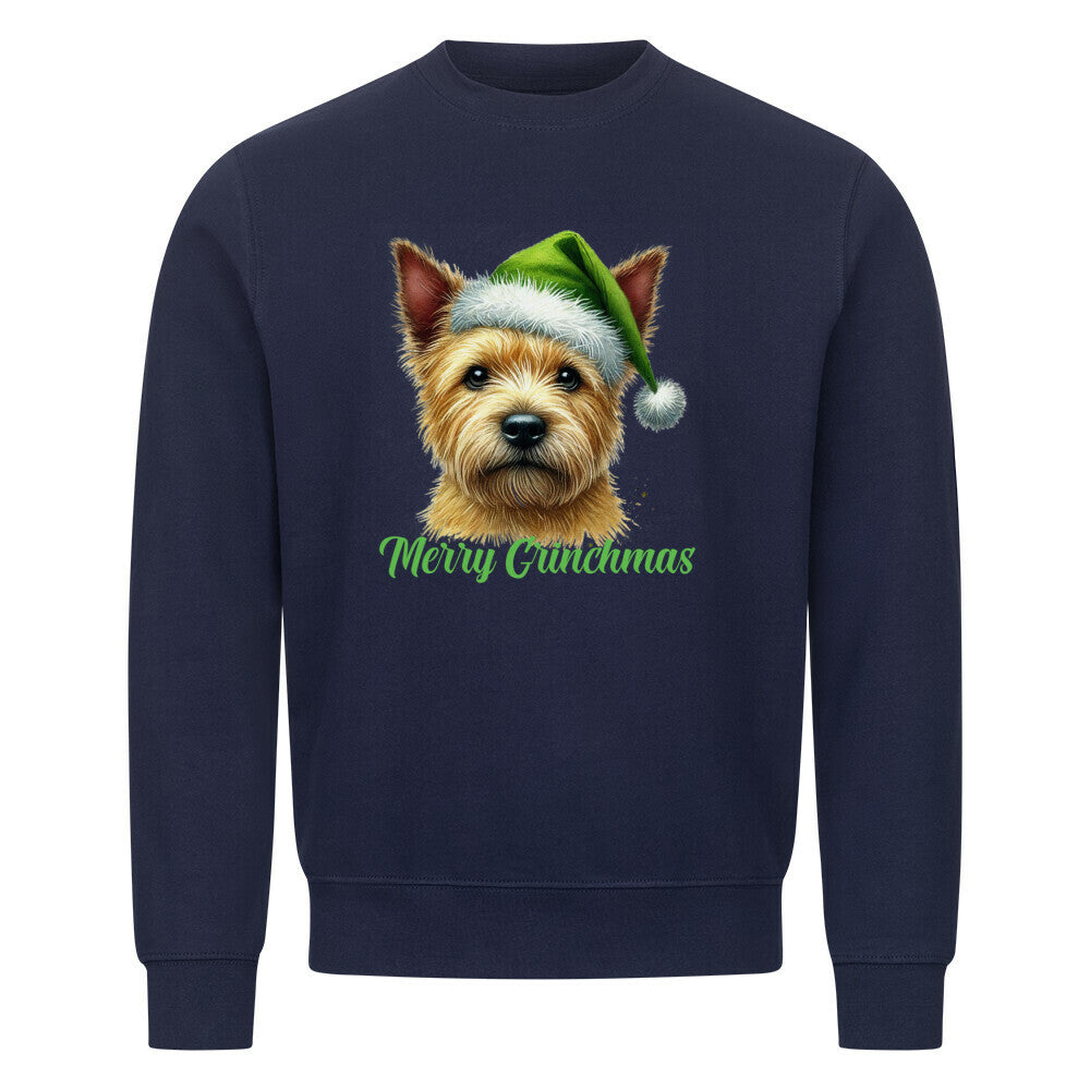 Premium Sweatshirt "Norwich Terrier - Merry Grinchmas" Navy Blue – hunde-shirt.de
